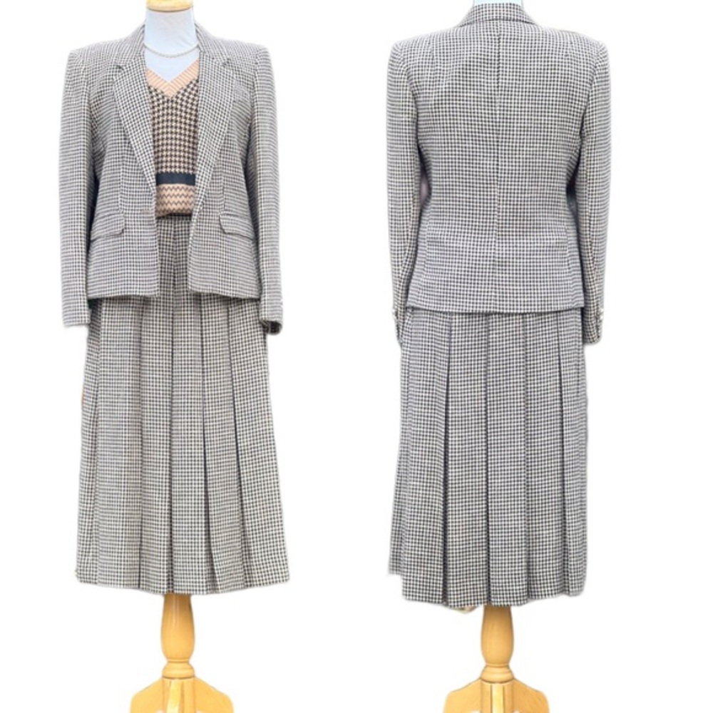 VINTAGE The Villager 1960s 3 piece houndstooth suit|see measurements VTG 10